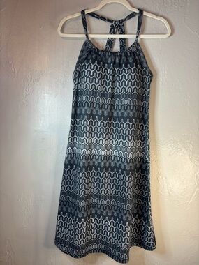 Prana Black & White Patterned Halter Sundress